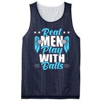 Pickleball Real Men Play With Pickle Balls Funny Humor Mesh Reversible Basketball Jersey Tank