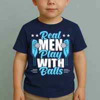 Pickleball Real Men Play With Pickle Balls Funny Humor Toddler T-Shirt