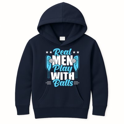 Pickleball Real Men Play With Pickle Balls Funny Humor Kids Hoodie