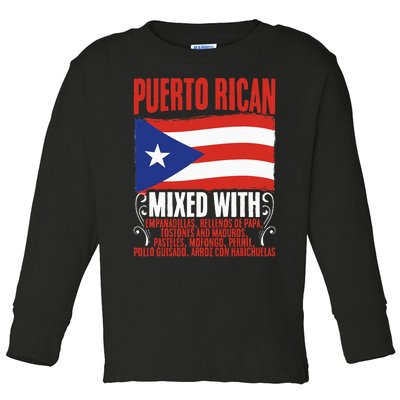 Puerto Rican Mixed With Puerto Rico Puerto Rican Flag Pride Toddler Long Sleeve Shirt