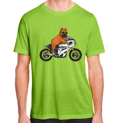 Pitbull Riding Motorcycle Funny Pit Bull Biker Pittie Dog Adult ChromaSoft Performance T-Shirt