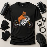Pitbull Riding Motorcycle Funny Pit Bull Biker Pittie Dog Cooling Performance Crew T-Shirt