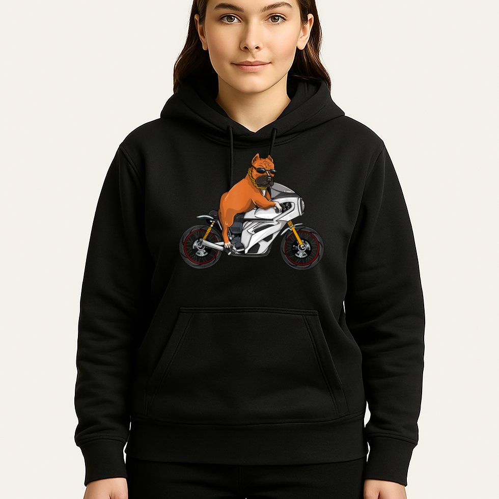 Pitbull Riding Motorcycle Funny Pit Bull Biker Pittie Dog Hoodie