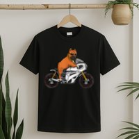 Pitbull Riding Motorcycle Funny Pit Bull Biker Pittie Dog T-Shirt