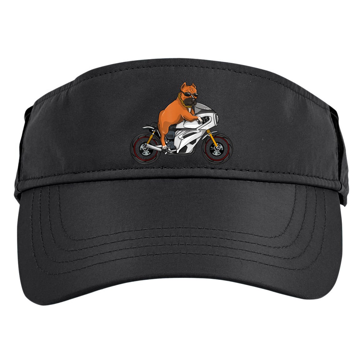 Pitbull Riding Motorcycle Funny Pit Bull Biker Pittie Dog Adult Drive Performance Visor