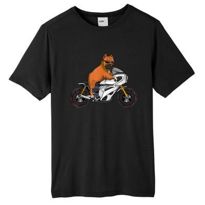 Pitbull Riding Motorcycle Funny Pit Bull Biker Pittie Dog Tall Fusion ChromaSoft Performance T-Shirt