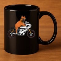Pitbull Riding Motorcycle Funny Pit Bull Biker Pittie Dog 11oz C Handle Ceramic Mug