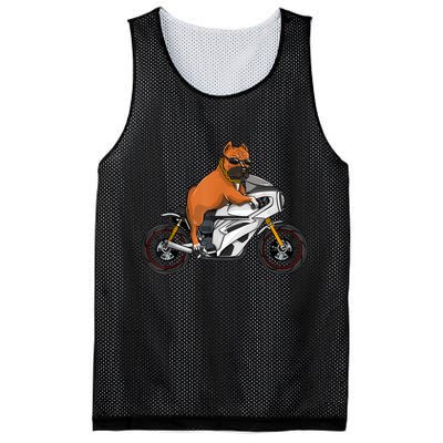 Pitbull Riding Motorcycle Funny Pit Bull Biker Pittie Dog Mesh Reversible Basketball Jersey Tank