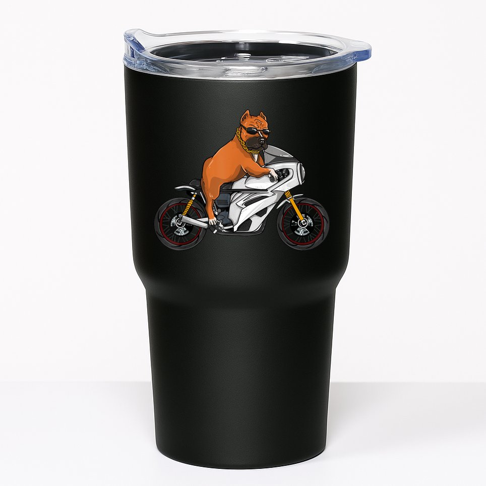 Pitbull Riding Motorcycle Funny Pit Bull Biker Pittie Dog Tumbler