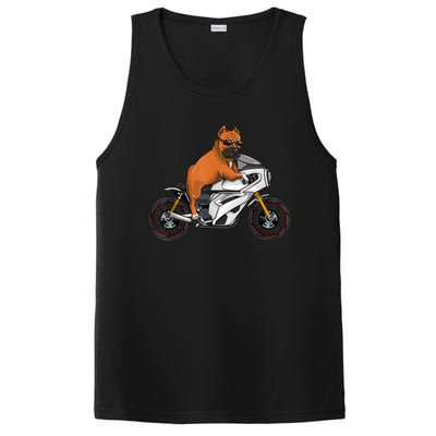 Pitbull Riding Motorcycle Funny Pit Bull Biker Pittie Dog PosiCharge Competitor Tank