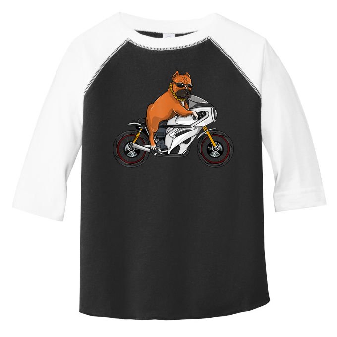 Pitbull Riding Motorcycle Funny Pit Bull Biker Pittie Dog Toddler Fine Jersey T-Shirt