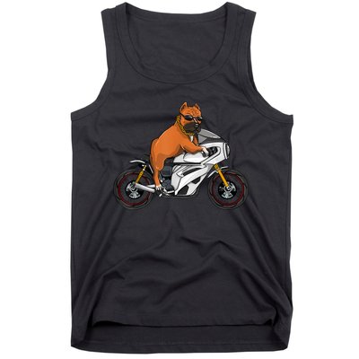 Pitbull Riding Motorcycle Funny Pit Bull Biker Pittie Dog Tank Top