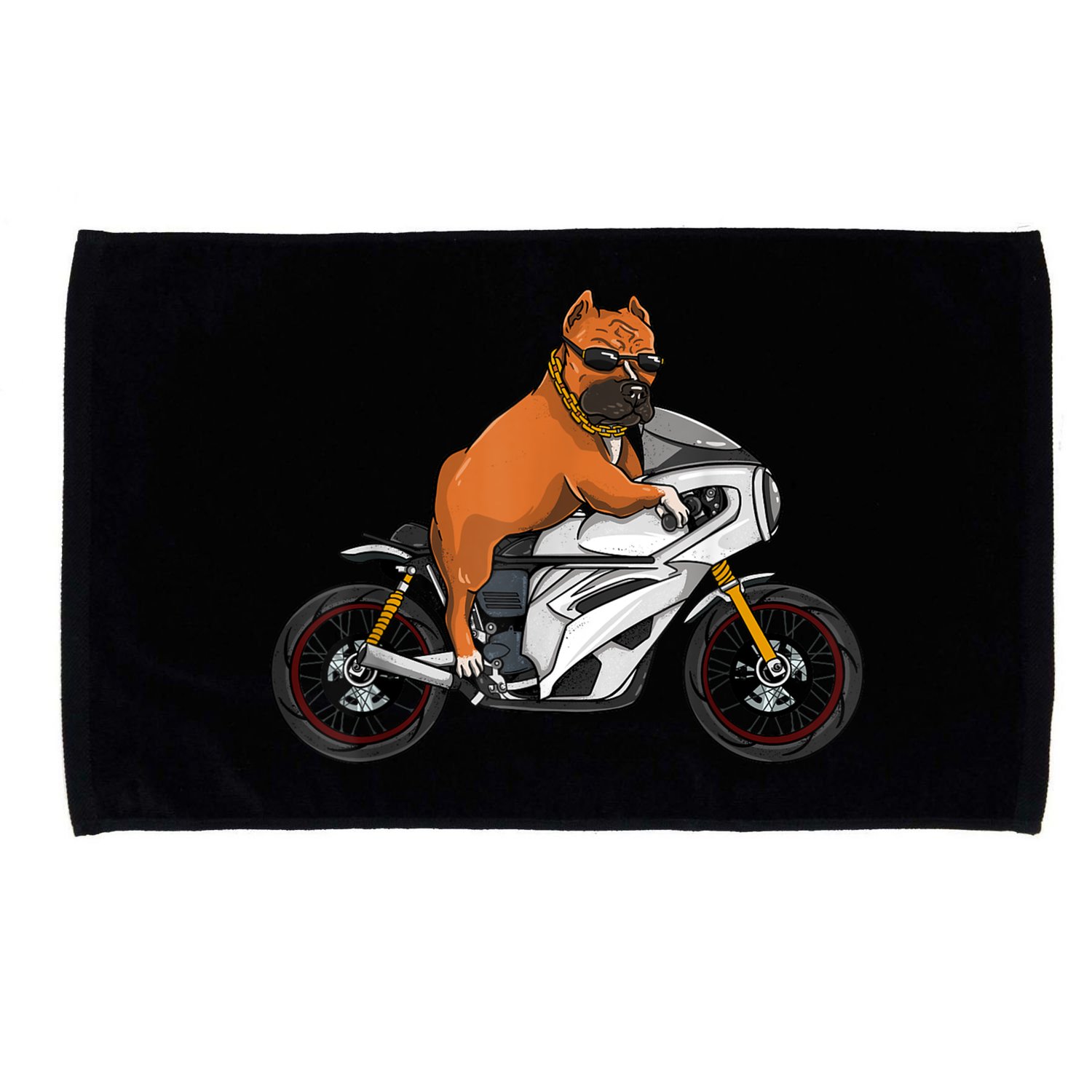 Pitbull Riding Motorcycle Funny Pit Bull Biker Pittie Dog Microfiber Hand Towel