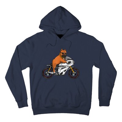 Pitbull Riding Motorcycle Funny Pit Bull Biker Pittie Dog Hoodie