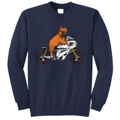 Pitbull Riding Motorcycle Funny Pit Bull Biker Pittie Dog Sweatshirt