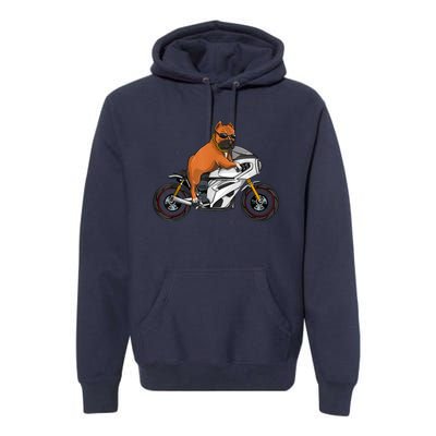 Pitbull Riding Motorcycle Funny Pit Bull Biker Pittie Dog Premium Hoodie