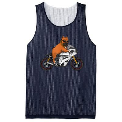 Pitbull Riding Motorcycle Funny Pit Bull Biker Pittie Dog Mesh Reversible Basketball Jersey Tank