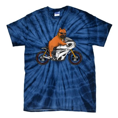 Pitbull Riding Motorcycle Funny Pit Bull Biker Pittie Dog Tie-Dye T-Shirt