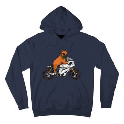 Pitbull Riding Motorcycle Funny Pit Bull Biker Pittie Dog Tall Hoodie