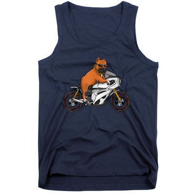 Pitbull Riding Motorcycle Funny Pit Bull Biker Pittie Dog Tank Top