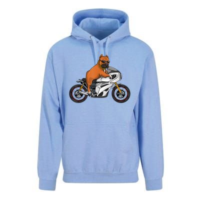 Pitbull Riding Motorcycle Funny Pit Bull Biker Pittie Dog Unisex Surf Hoodie