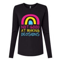 Pansexual Rainbow Not Good At Making Decisions Pan Pride Womens Cotton Relaxed Long Sleeve T-Shirt