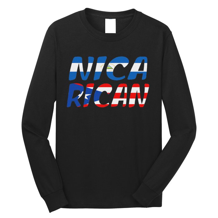 Puerto Rico & Nicaragua Nica Heritage Puerto Rican Flag Long Sleeve Shirt