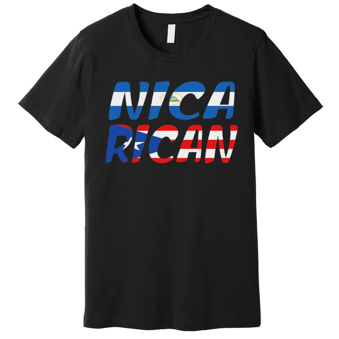 Puerto Rico & Nicaragua Nica Heritage Puerto Rican Flag Premium T-Shirt