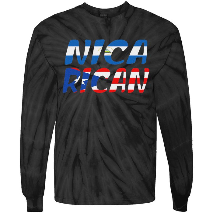 Puerto Rico & Nicaragua Nica Heritage Puerto Rican Flag Tie-Dye Long Sleeve Shirt