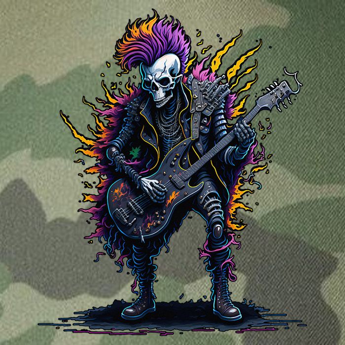 Punk rock n roll skeleton Legacy Tie Dye Trucker Hat
