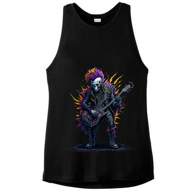 Punk rock n roll skeleton Ladies PosiCharge Tri-Blend Wicking Tank