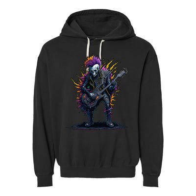 Punk rock n roll skeleton Garment-Dyed Fleece Hoodie