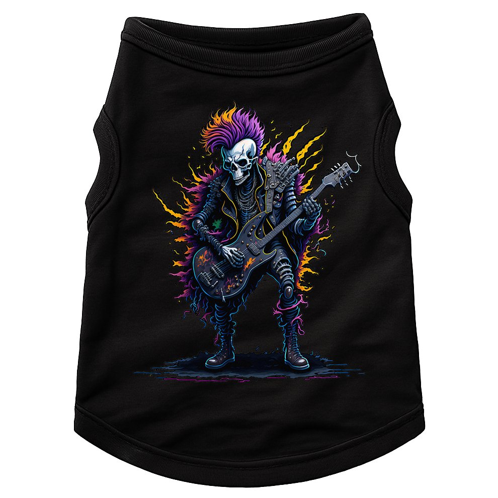 Punk rock n roll skeleton Doggie Tank
