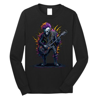 Punk rock n roll skeleton Long Sleeve Shirt