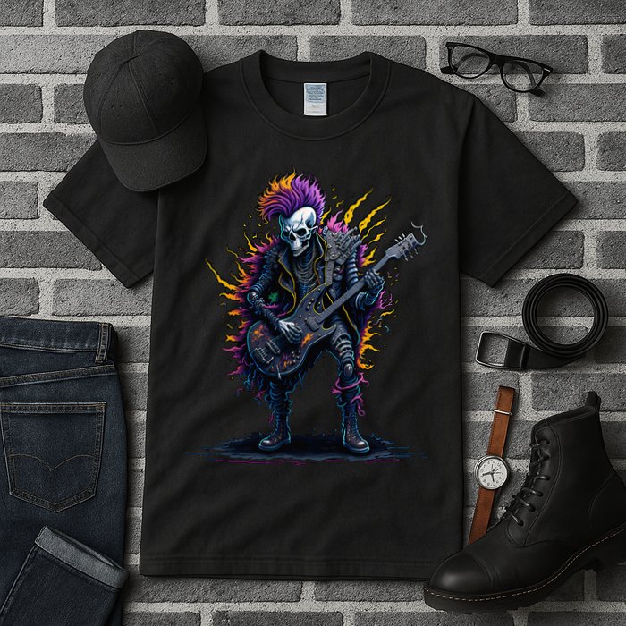 Punk rock n roll skeleton Tall T-Shirt