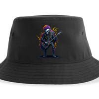 Punk rock n roll skeleton Sustainable Bucket Hat