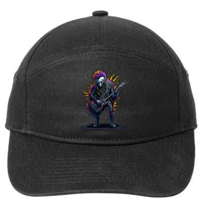 Punk rock n roll skeleton 7-Panel Snapback Hat