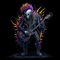 Punk rock n roll skeleton Drawstring Bag