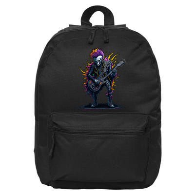 Punk rock n roll skeleton 16 in Basic Backpack