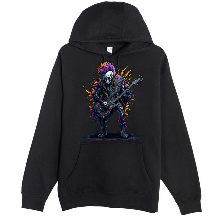 Punk rock n roll skeleton Premium Pullover Hoodie
