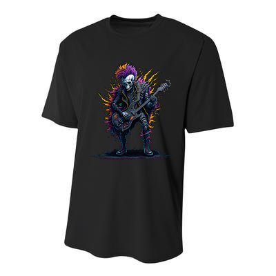 Punk rock n roll skeleton Youth Performance Sprint T-Shirt