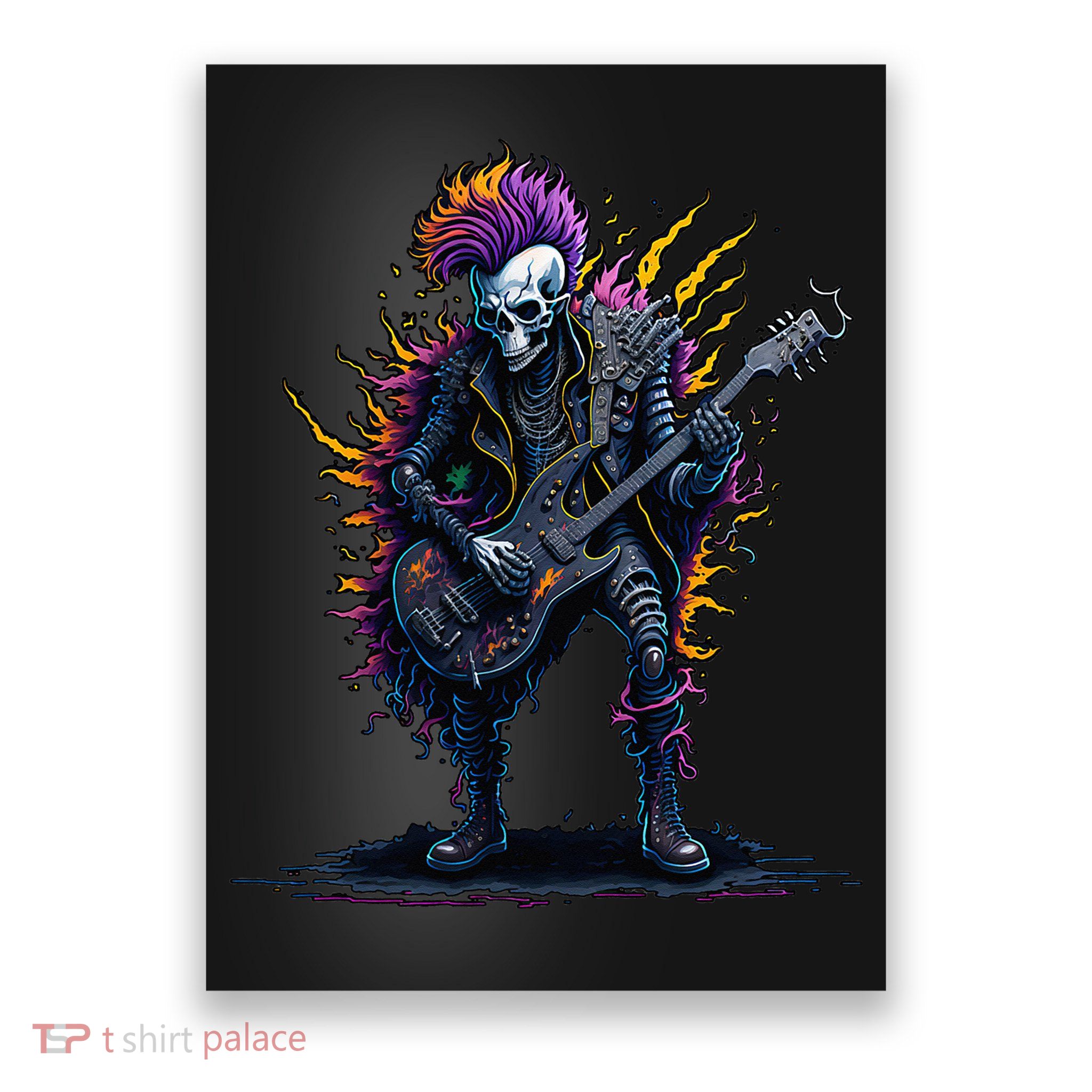 Punk rock n roll skeleton Poster