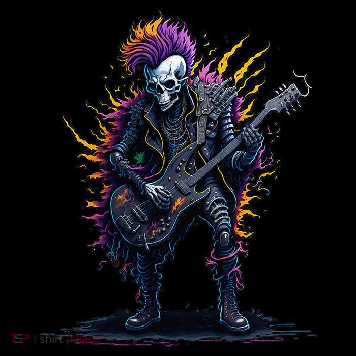 Punk rock n roll skeleton Poster