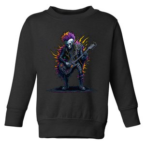 Punk rock n roll skeleton Toddler Sweatshirt