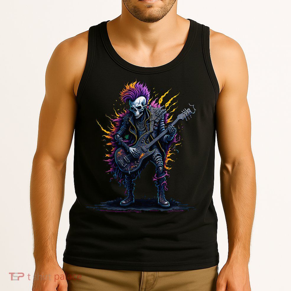 Punk rock n roll skeleton Tank Top