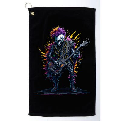 Punk rock n roll skeleton Golf Towel