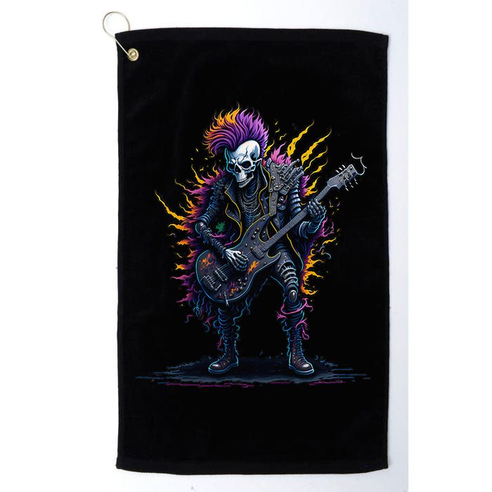 Punk rock n roll skeleton Golf Towel