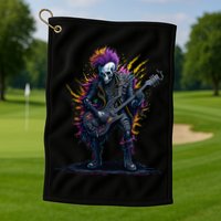 Punk rock n roll skeleton Golf Towel