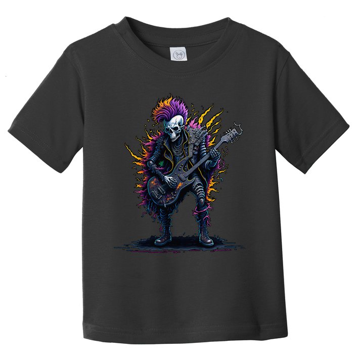 Punk rock n roll skeleton Toddler T-Shirt