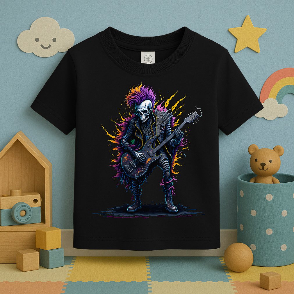 Punk rock n roll skeleton Toddler T-Shirt